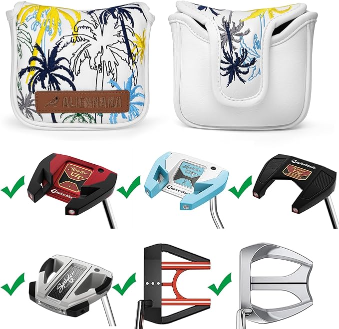 Golf Club Head Covers 3 Wood Headcover Hawaii Coconut Tree Style Elegant Embroidery Premium Leather Waterproof Driver Cover Fairway Wood Cover Hybrid Cover with Number Tags