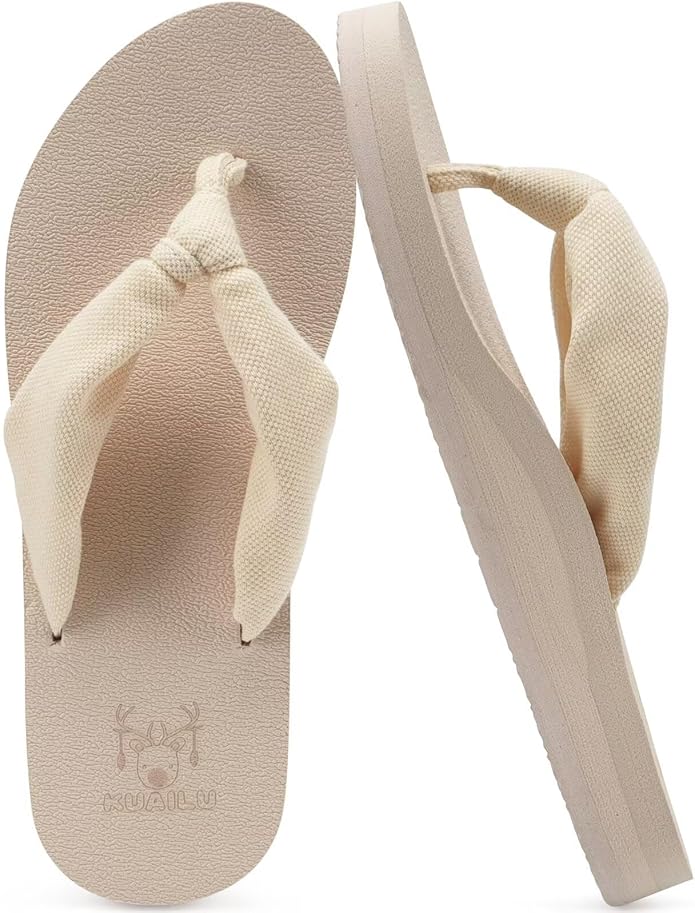 KuaiLu Flip Flops for Women with Arch Support Yoga Mat Comfortable Summer Beach Walking Thong Cushion Sandals Slip On Indoor Outdoor