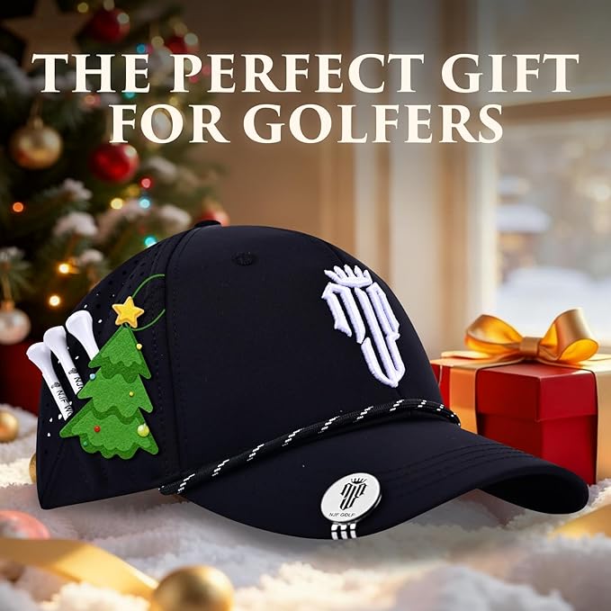 NJF Golf™ Hat Men - Breathable Mens Golf Hats, Adjustable Rope Snapback Cap, Convenient Cap with Tee Holder