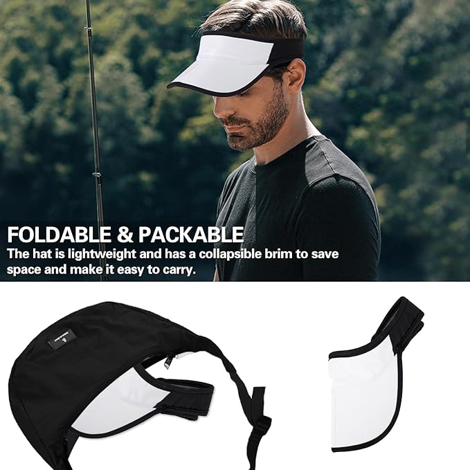 HH HOFNEN Sports Sun Visor Hats Men Women Foldable Brim Lightweight Packable Adjustable Visor Caps Running Golf Tennis