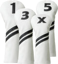 Golf Club Covers,4pcs or 1pc Golf Headcovers for Woods and Driver Fairway Hybrids Women Men - Premium PU Leather with Interchangeable Tags & Magnetic Blade and Mallet Putter Covers