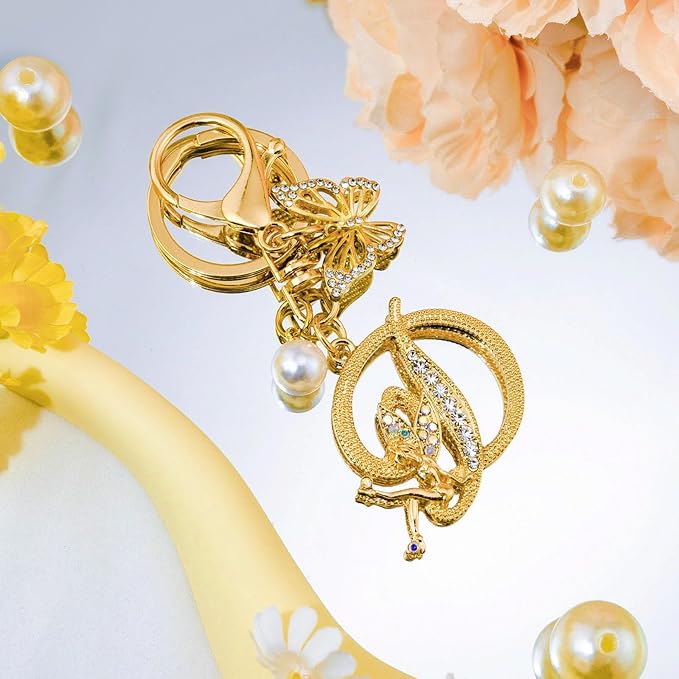 Initial Keychain Bag Charm Women Purse Charms for Handbags Accessories Charm for Wallet Butterfly Pendant for Girls