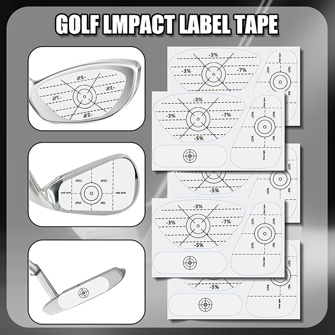 5-in-1 Golf Training Kit: Golf Grip Trainer,Swing Training Aid,Golf Impact Tape Labels,Adjustable Tee Height Tool & Club Groove Sharpener