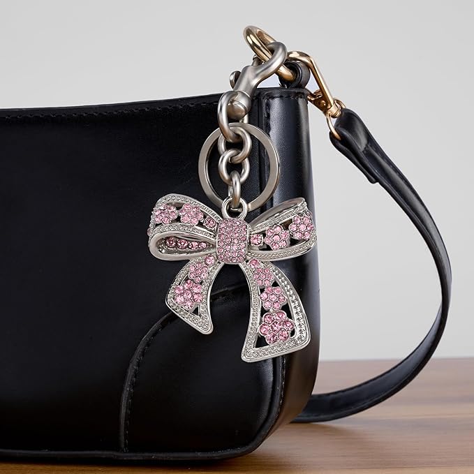 Sparkly Bow Bag Charm Rhinestone Bow Purse Charms Bows Keychain Women Bag Charm for Handbag