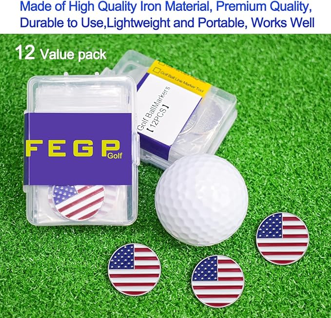 Golf Ball Markers with Magnetic Hat Clips Assorted Patterns Value Gift Set Mark Golf Divot Tool Accessories, Golf Ball Markers with Hat Clips Sets for Men Women Kids Gifts.