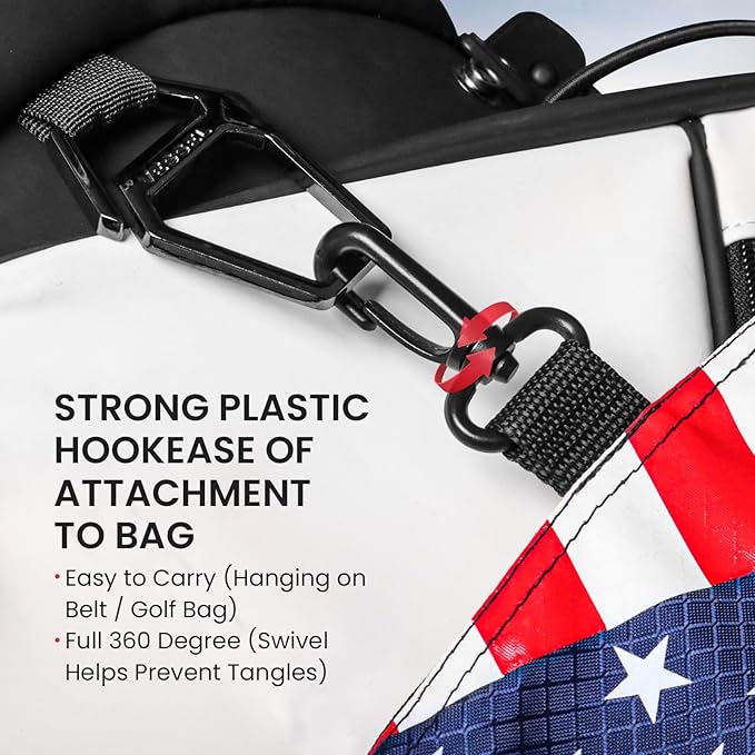 FINGER TEN Golf Pouch Bag for Valuables Tee Color with 4 Golf Pencil Pack, Zippered Pocket Gear Clip Hook to Bag