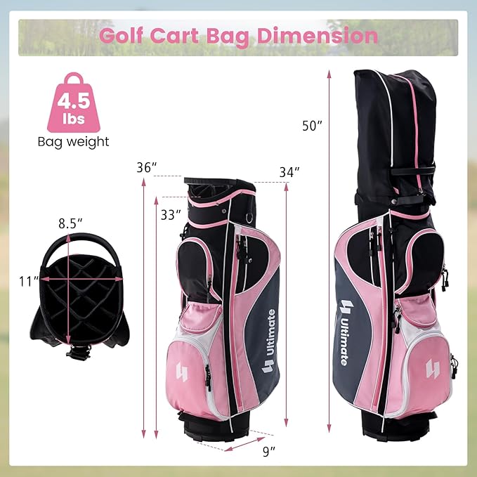 GYMAX Women Golf Clubs, 16PCS Right Handed Golf Set Includes Graphite 460CC Driver(1), Fairway (3), Hybrid (5) & Irons Size 5-SW, Putter & Stand Bag with Rain Hood, Complete Golf for Ladies