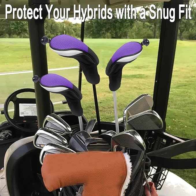 Golf Club Head Covers for Woods and Driver Hybrids Fairway Value Pack Protective Clubs Headcovers with Interchangeable No.Tags 1 3 5