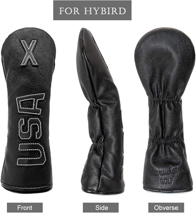 Golf Club Head Covers,USA Golf Driver Headcover Fariway Wood Covers Hybrid Head Covers 3 Wood Headcover Leather Golf Headcover with Number Tag for All Brand