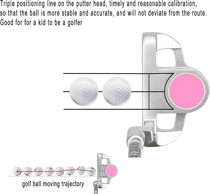 Junior Golf Putter Stainless Steel Kids Putter Right Handed 3 Sizes to Choose Freely for Kids Ages 3-5 6-8 9-12
