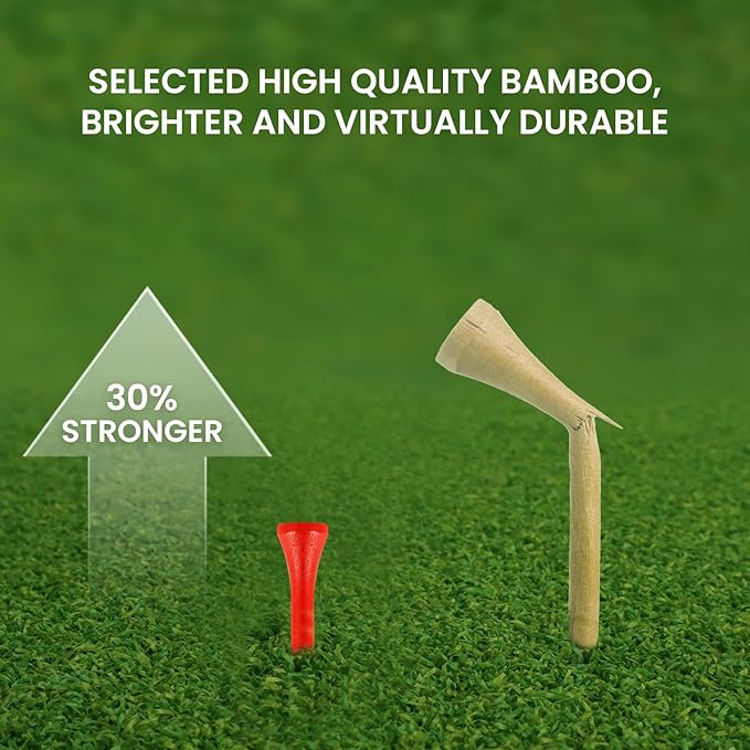 FINGER TEN Bamboo Golf Tees Wood 1 1/2 2 3/4 3 1/4 Inch Wooden Short Long Tee Color Bulk 250/500/1000/2000 Count for Men Women Kids in Red Pink USA Flag