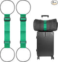BILIONE Add a Bag Luggage Straps 2 Pack, Adjustable Bungee Elastic Belt to Connect Two Suitcases, Secure Carry On & Travel Essentials (Green)