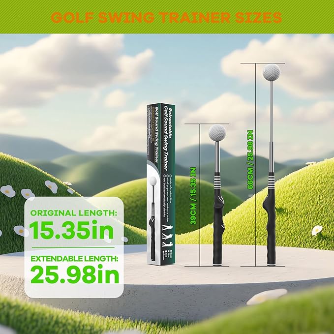 Retractable Golf Swing Trainer,Warm-Up Golf Training Aid,Golf Grip Trainer,Right-Handed Strength & Tempo Training for Chipping Hitting,Golf Accessories for Men (Right Handed-Black)