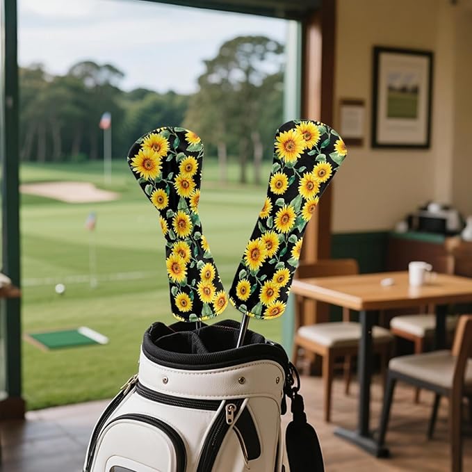 Golf Club Head Covers for Club Protective, Waterproof PU Leather Driver Fairway Wood Hybrid Head Cover