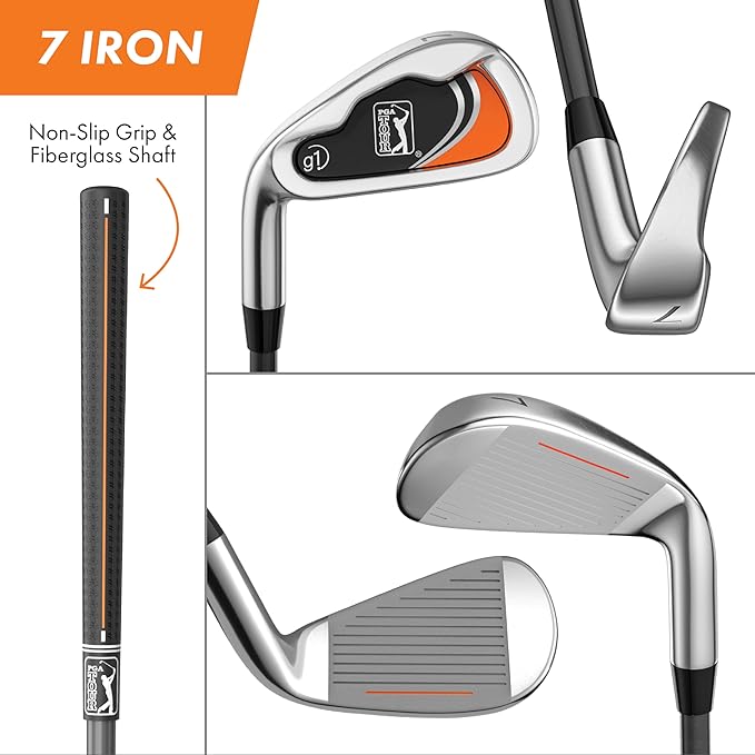 PGA Tour Youth Golf Club Set for Ages 8-12 (4’8”-5’2”) and 12+ (5’2”+), Right and Left-Handed Kids Golf Sets – Beginner Junior Golf Clubs with Lightweight Stand Bag, Mallet Putter, Hybrid, Driver