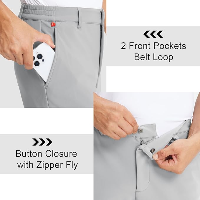 M MAELREG Golf Pants Men Fleece Lined 30"/32"/34" Heat-Tech Dress Pants for Men Water-Resistant Stretch Warm Winter Trousers