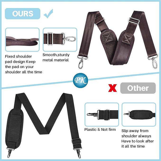 Heavy Duty Shoulder Strap for Bag Universal Replacement 58" Fixed Padded Adjustable Buckle
