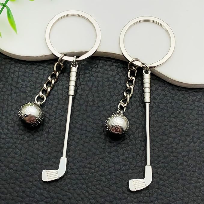 Golf Keychains Gifts Zinc Alloy Club Ball Keyring Pendant for Women Sports Fans Purse Car Keys Charms