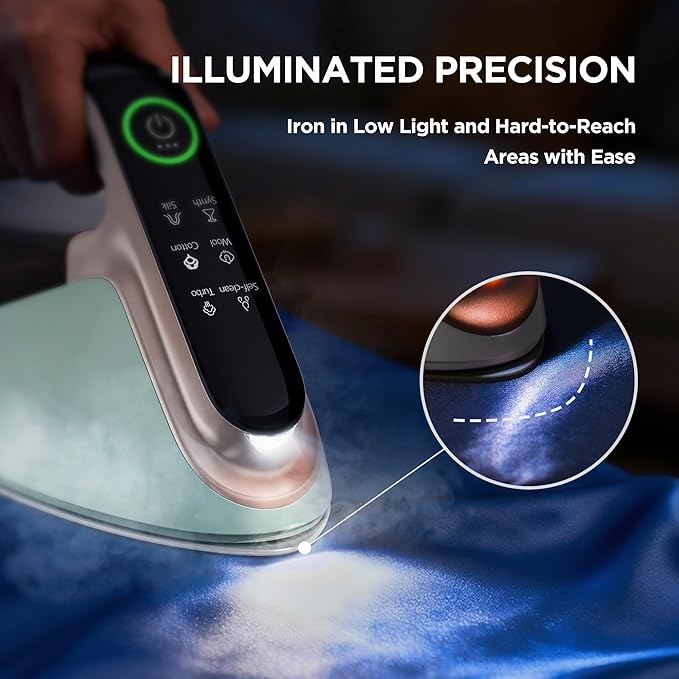 Newbealer Steam Generator Iron, 1500W Turbo Steamer for Clothes, 2 Bar Pressure Clothes Iron, 4 Steam & 4 Dry Heat Modes, Fast Heat-Up, 350ml Detachable Tank, Auto-Off, Self-Cleaning (Green)