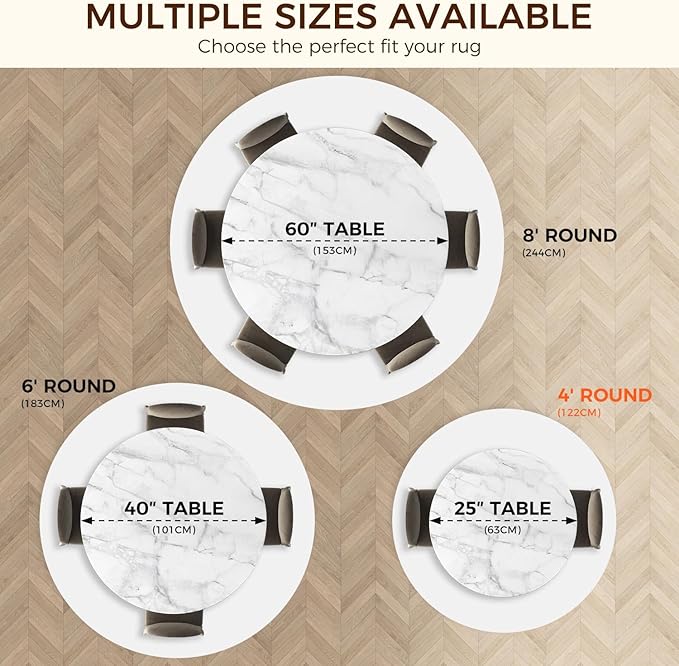 BAGAIL BASICS Round 4 FT Rug Pad Gripper for Hardwood Floors, Non Slip Rug Pads for Area Rugs, Extra Thick Under Rug Padding, Protect Your Rugs & Floors