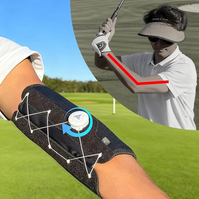 Golf Training Aids Swing Trainer & Elbow Brace - Fix Chicken Wing with Quick Lock Knob, Solo Use Corrective Aid for Men & Women, Beginner to Pro Training Tool, Golf Gift Idea