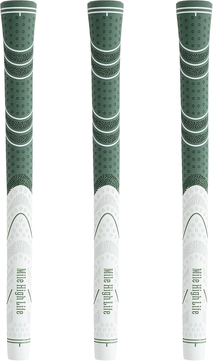 Mile High Life Golf Grips 13 Pack / 3 Pack - All-Weather Soft Rubber Golf Club Grips - High Shock Absorption, Enhanced Traction - Standard, Midsize & Jumbo Size (Core 0.58"-0.61")