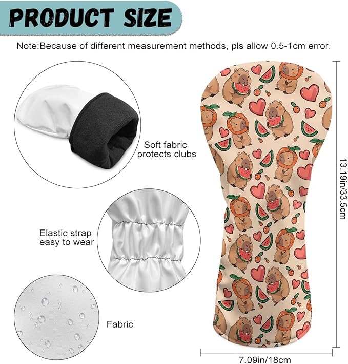 Golf Club Head Covers for Club Protective, Waterproof PU Leather Driver Fairway Wood Hybrid Head Cover