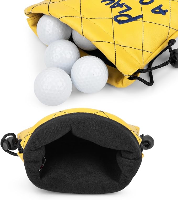 Golf Valuables Pouch, Leather Golf Tee Pouch with Drawstring Closure Golf Ball Tee Handbag Portable Golf Accessories