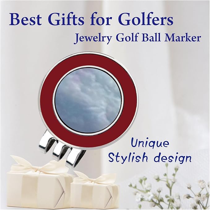 Golf Ball Marker Hat Clip with Pearl Ball Marker, Golf Gifts, Golf Accessories, Golf Ball Markers for Women
