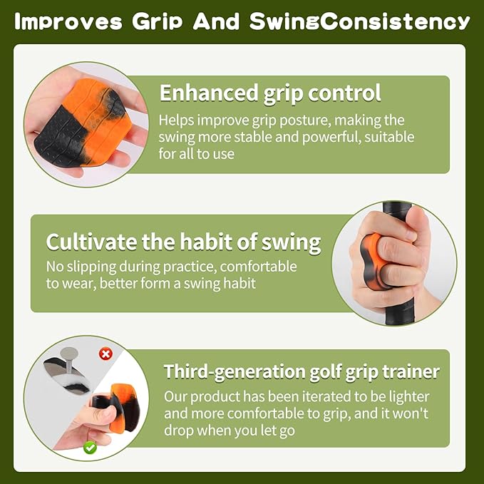 2pcs Golf Grip Trainer (Right and Left Handed), Golf Grip Training Tools, Golf Club Grip Trainer for Outdoor/Indoor Swing Practice