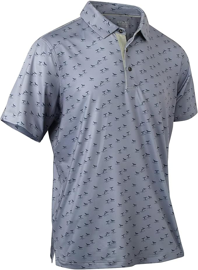 Mens Golf Shirts Quick Dry Moisture Wicking Casual Short Sleeve Performance Athletic Print Collared Stylish Men Polo Shirt