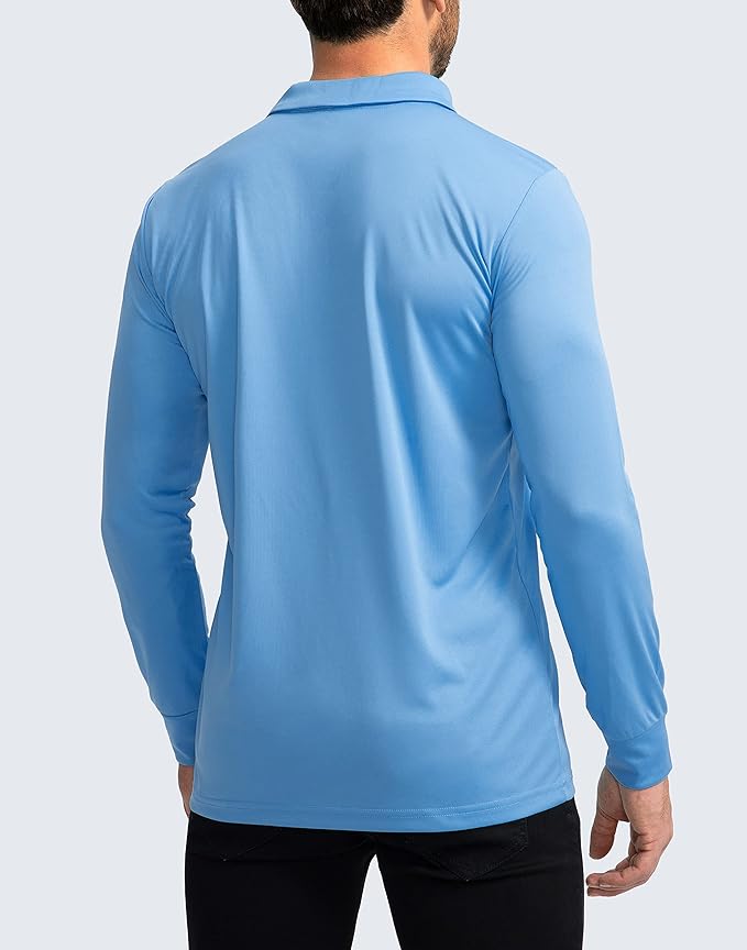 Men's Polo Shirt Long Sleeve Golf Shirts Lightweight UPF 50+ Sun Protection Cool Shirts for Men Work Fishing Outdoor