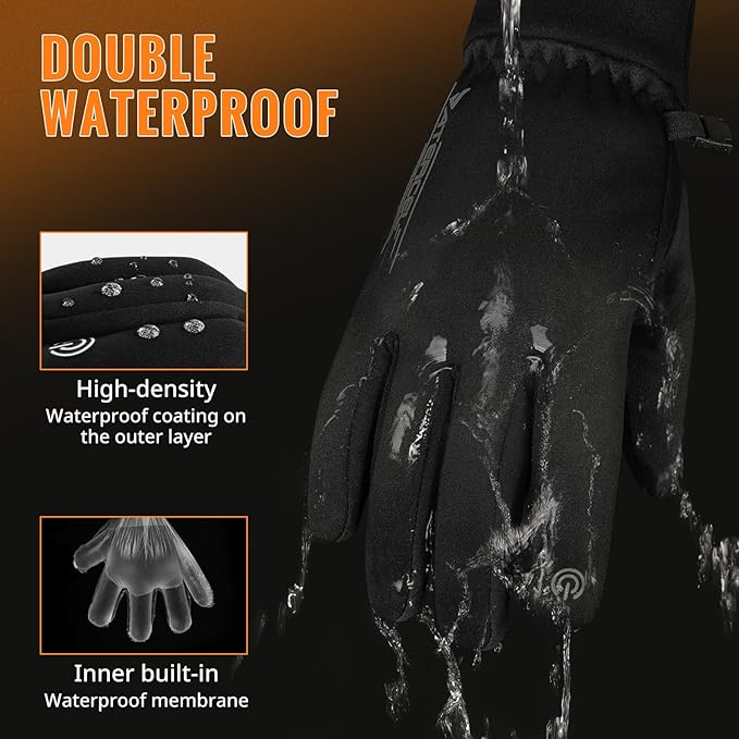 ATERCEL Winter Gloves Men and Women Cold Weather Glove Touchscreen Warm Waterproof Bicycle Gloves Sports Ski Glove