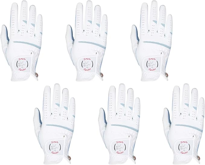 Women's Golf Glove Microfiber with Colorful Cabretta Leather Six Pack(Left is Wear On Left Hands,Right is Wear On Right Hands) Four Colors White/Sky/Orange/Red