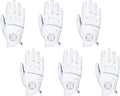 Women's Golf Glove Microfiber with Colorful Cabretta Leather Six Pack(Left is Wear On Left Hands,Right is Wear On Right Hands) Four Colors White/Sky/Orange/Red