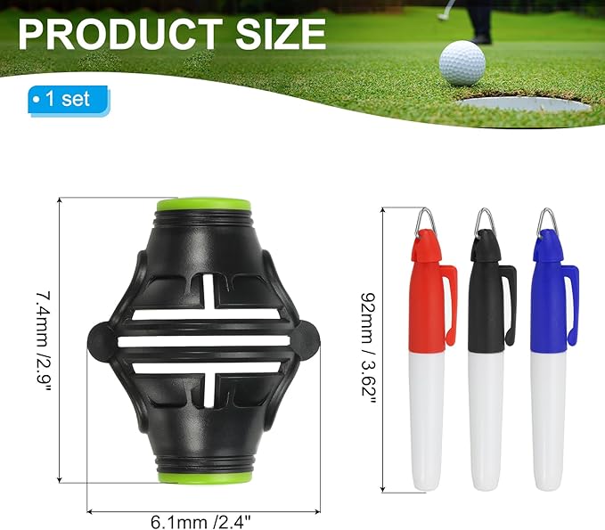 PATIKIL Golf Ball Marker Stencil 360 Degree Triple Track Golf Ball Alignment Marking Tool Line Drawing Marker with Marker Pens for Men Women