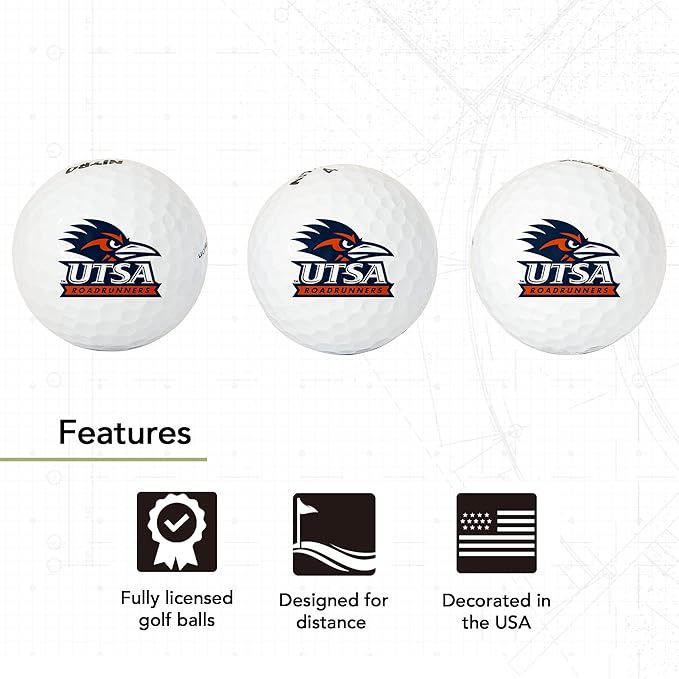 Desert Cactus University of Texas at San Antonio Golf Balls 3 Pack Full Color Golf Ball (Design A)
