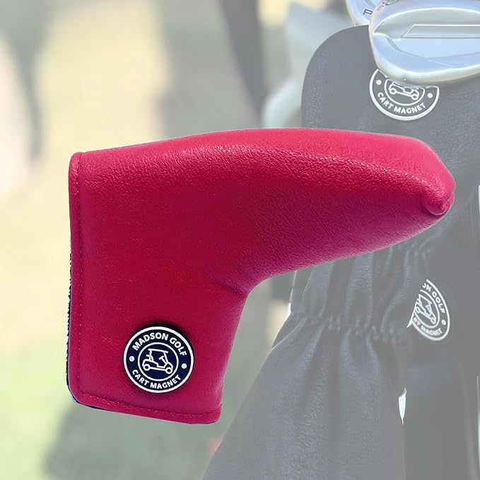 Classic Blade and Mallet Putter Headcovers with Madson Golf Cart Magnet for Secure Positioning and Quick Access, Protective PU Leather Head Covers, Magnetic Golf Accessories