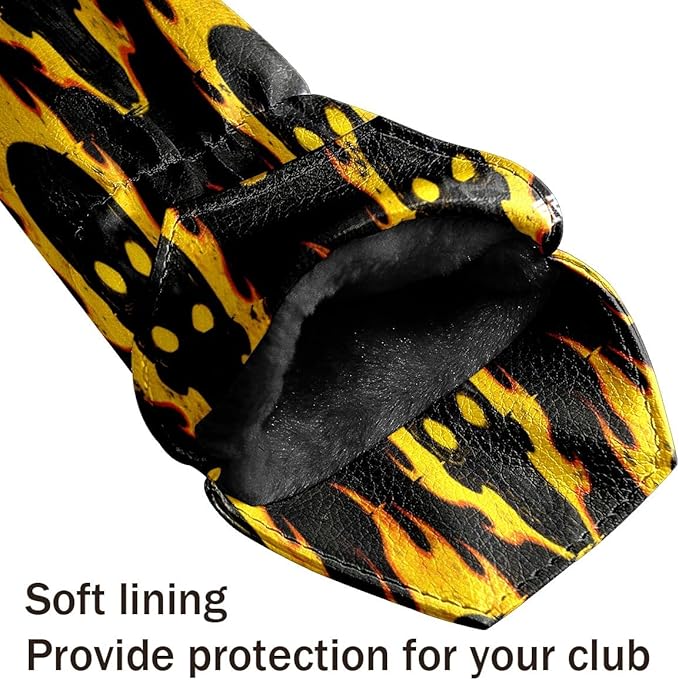 3 Pack PU Leather Golf Club Head Covers - Driver, Fairway Wood & Hybrid, Funny Golf Accessories, Ideal Golf Gift Colorful Line Seashell