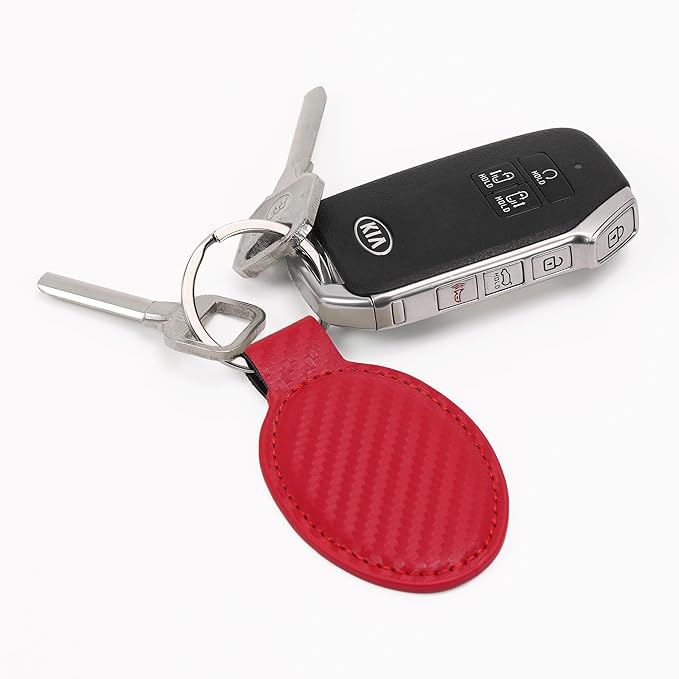 LaserGram Oval Keychain, Golf Ball, Personalized Engraving Included (Carbon Fiber Red)