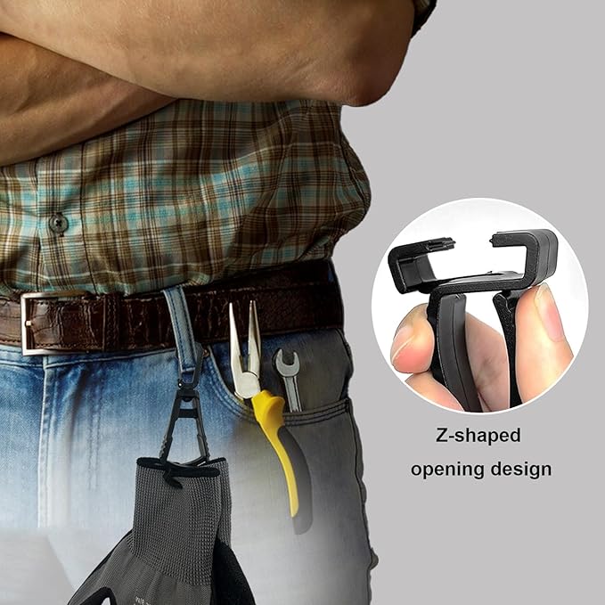 4Pcs Glove Clips for Work Glove Holders, Powerful Bite Glove Holder for Belt and Pants, Prevent Loss and Free Hands Glove Clip, Improve Work Efficiency and Safety, for Construction Gloves, Helmets