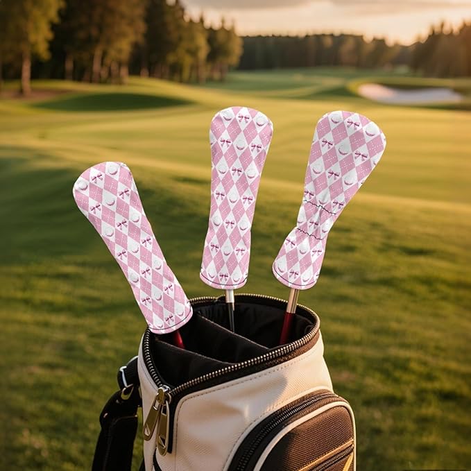 Golf Club Head Covers for Club Protective, Waterproof PU Leather Driver Fairway Wood Hybrid Head Cover