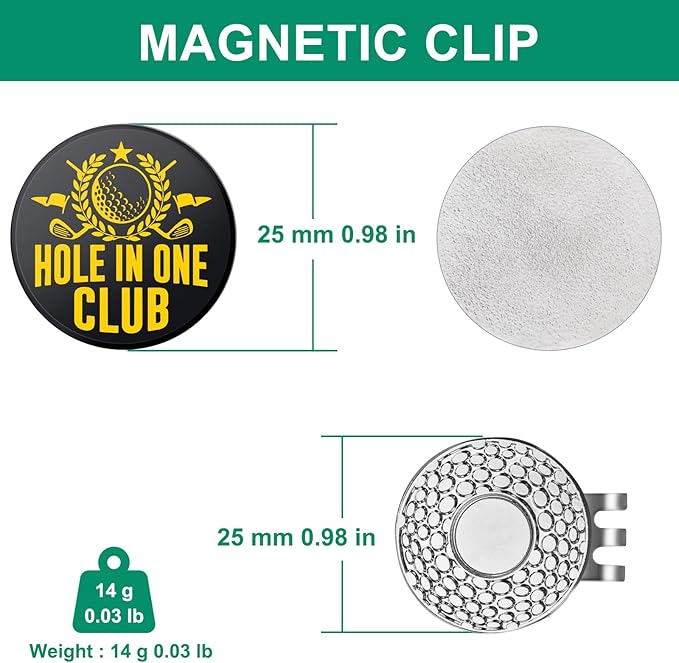 Golf Ball Marker Hat Clip, Funny Golf Accessories, Golf Gifts for Men 25 MM