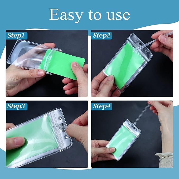 50 Pieces Plastic Holders for Luggage Tags, Badge Labels, and ID Cards with 50 Pack Luggage Tag Loop Straps for Office, Business, and Travel Supplies
