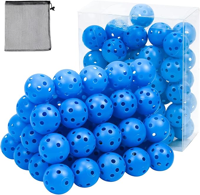 Plastic Golf Balls Practice Limited Flight Golf Training Ball Hollow Swing Practice Indoor Golf Balls with Mesh Drawstring Bag for Backyard Driving Range or Outdoor