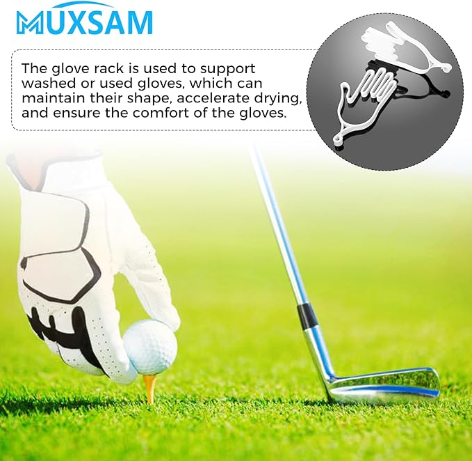 MUXSAM Golf Gloves Stretcher Holder Keeper Hanger Gloves Support Frame Golf Gloves Holder Rack Dryer Shaper Tool Accessories for Golfer Gloves Maintenance(1 Pair 2Pcs)