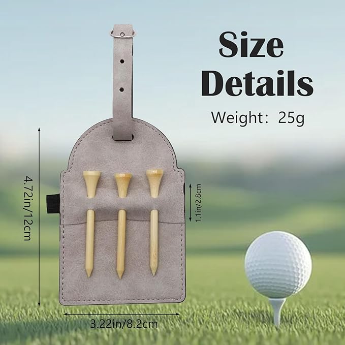 Personalized Golf Tee Bag Tags Custom Golf Tee Holders for Golf Bag，3 Wooden Tees Leather Gift for Golfer Men Women Dad Grandpa, or Uncle