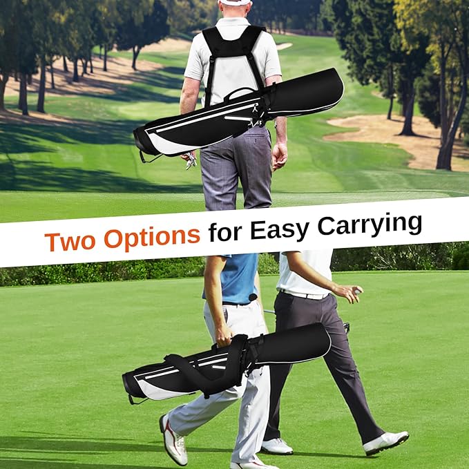Lightweight Golf Stand Bag, 4-Way Full-Length Dividers, Holds Up to 10 Clubs, 3.7 lbs Golf Bag with Dual Straps & Stand for Driving Range, Par 3, and Standard Courses