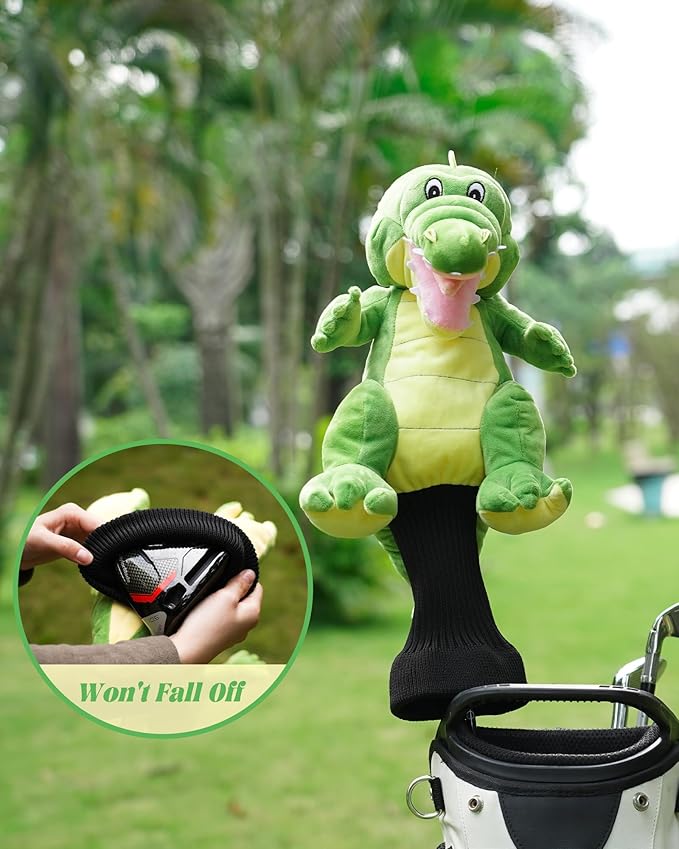 Big Teeth Funny Plush Driver Headcover Animal, Groundhog Gopher Penguin Driver Head Cover for 460cc Club, Sloth Leprechaun Crocodile Golf Head Covers for Woods and Driver Protector