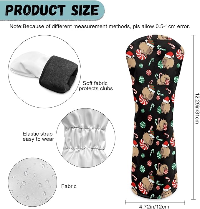 Golf Club Head Covers for Club Protective, Waterproof PU Leather Driver Fairway Wood Hybrid Head Cover